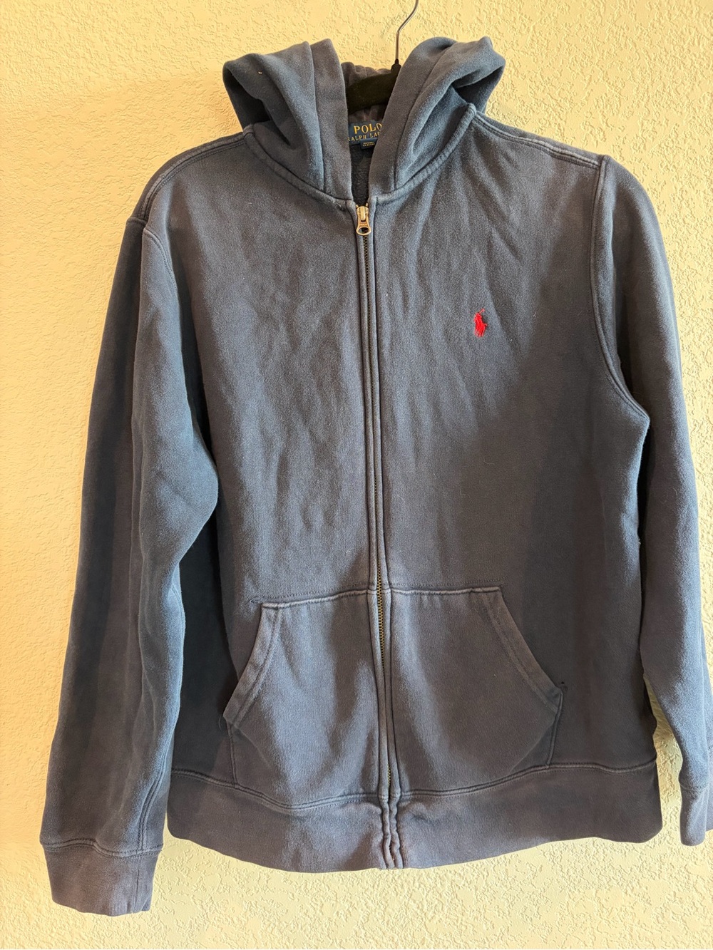 Polo Ralph Lauren Boys XL 18-20 Navy Full Zip Hoodie Red Pony